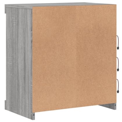 Сайдборд с LED светлини, сив сонома, 60,5x37x67 см