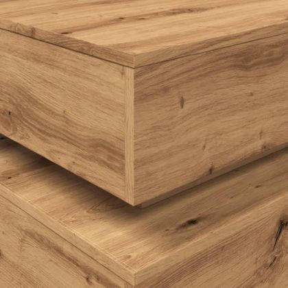 Маса за кафе с LED осветление, дъб артизан, 90x50x40 см