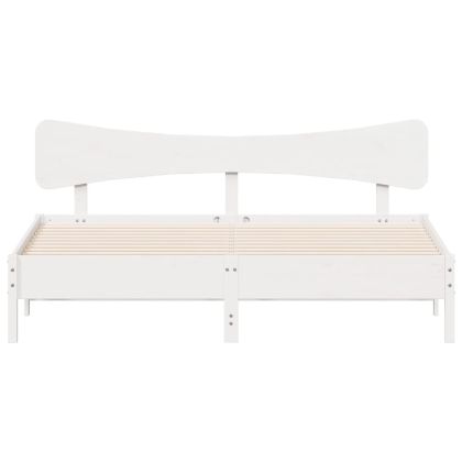 Рамка за легло без матрак, бял, 160x200 см, бор масив