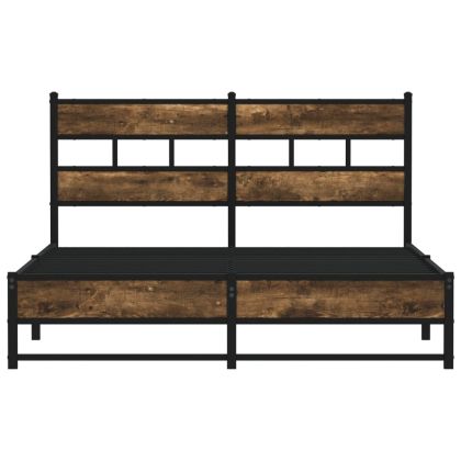 Метална рамка за легло, без матрак, опушен дъб, 140x190 см