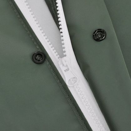 Водоустойчив дълъг дъждобран с качулка, зелен, XXL