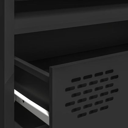 ТВ шкаф, черен, 202x39x43,5 см, студеновалцувана стомана