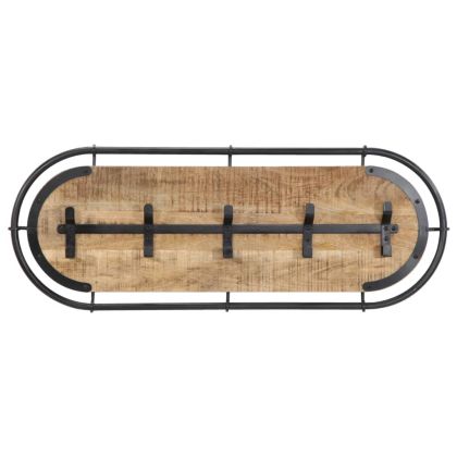 Стенна закачалка с 5 куки масивно грубо мангово дърво