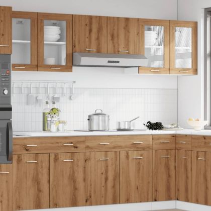 Висящ стъклен шкаф "Lyon", дъб Artisan, 40x31x60 см, инженерно дърво