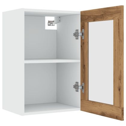 Висящ стъклен шкаф "Lyon", дъб Artisan, 40x31x60 см, инженерно дърво