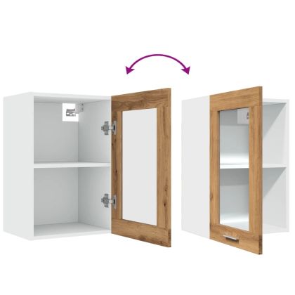 Висящ стъклен шкаф "Lyon", дъб Artisan, 40x31x60 см, инженерно дърво