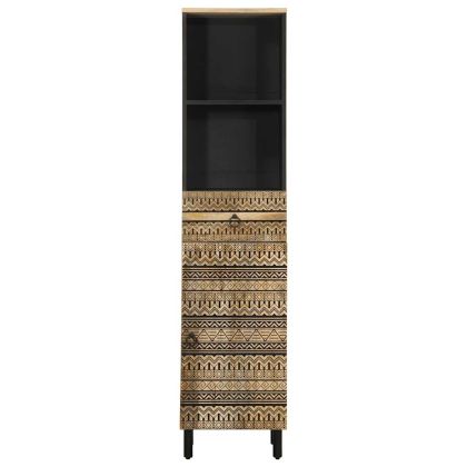 Шкаф за баня, 38x33,5x160 см, масивно мангово дърво