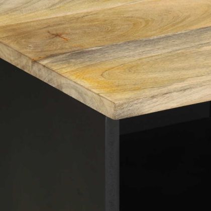 ТВ шкаф, черен, 100x33,5x46 см, грубо мангово дърво масив