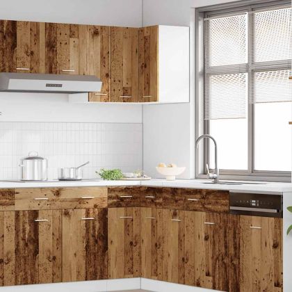 Ъглов шкаф за окачване "Lyon", старо дърво, 57x57x60 см, инженерно дърво