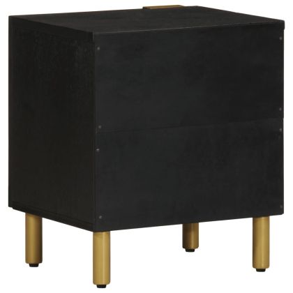 Нощно шкафче, 2 бр, черни, 40x33x46 см, мангово дърво масив