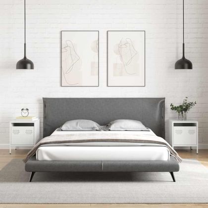 Нощни шкафчета, 2 бр, бели, 35x39x43,5 см, стомана