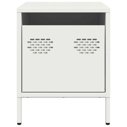 Нощни шкафчета, 2 бр, бели, 35x39x43,5 см, стомана