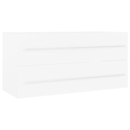 Долен шкаф за мивка, бял, 100x38,5x48 см, инженерно дърво