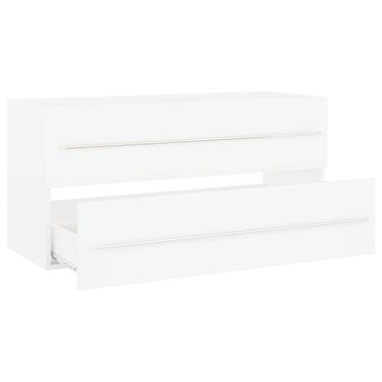 Долен шкаф за мивка, бял, 100x38,5x48 см, инженерно дърво