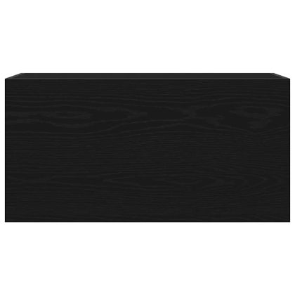 Стенен шкаф за баня, черни, 80x25x40 см, инженерно дърво