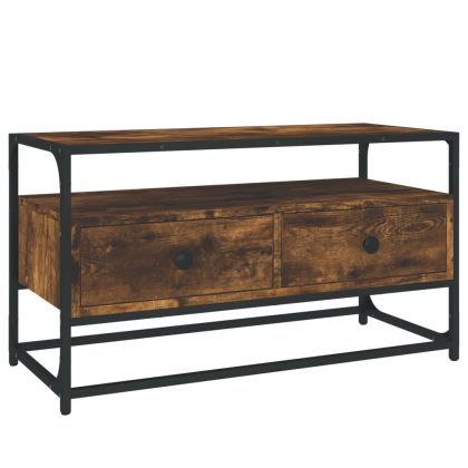 ТВ шкаф, опушен дъб, 80x35x45 см, инженерно дърво