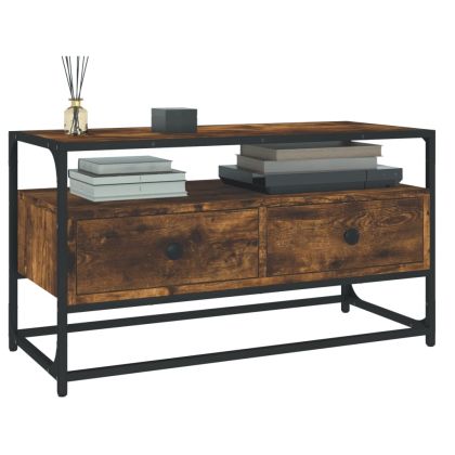 ТВ шкаф, опушен дъб, 80x35x45 см, инженерно дърво