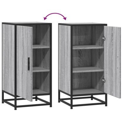 Сайдборд, сив сонома, 35,5x35x76 см, инженерно дърво и метал