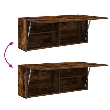 Стенен шкаф за баня, опушен дъб, 100x25x40 см, инженерно дърво