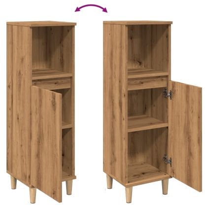 Шкаф за баня, дъб артизан, 30x30x100 см, инженерно дърво