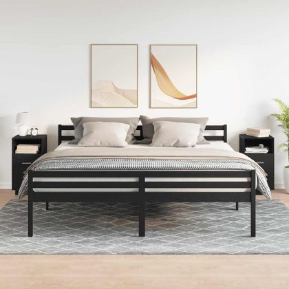 Нощни шкафчета, 2 бр, с 2 чекмеджета, черни, 36x36x68 см