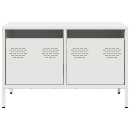 ТВ шкаф, бял, 68x39x43,5 см, студеновалцувана стомана