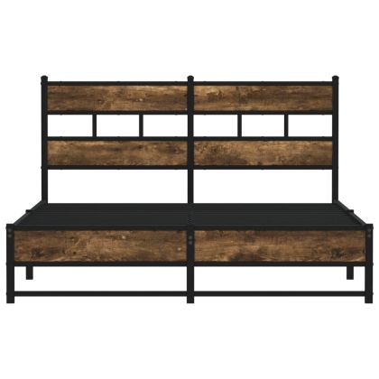 Метална рамка за легло, без матрак, опушен дъб, 140x200 см