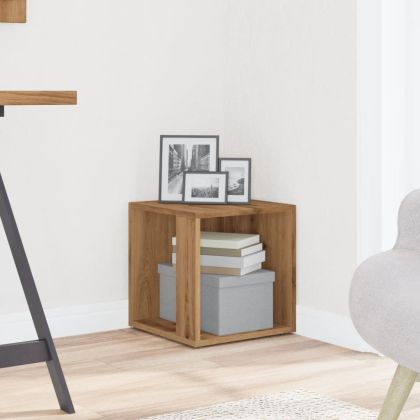 Странична маса, дъб артизан, 33x33x34 см, инженерно дърво