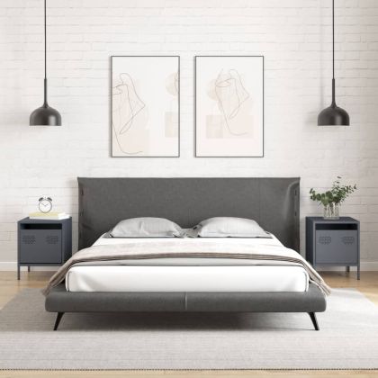 Нощни шкафчета, 2 бр, антрацит, 35x39x43,5 см, стомана