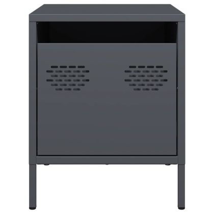 Нощни шкафчета, 2 бр, антрацит, 35x39x43,5 см, стомана