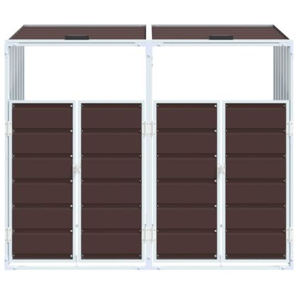 Навес за 2 коша на колела, кафяв, 144x81x113 см, стомана