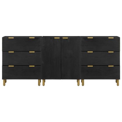 Бюфет от 3 части, черен, инженерно дърво