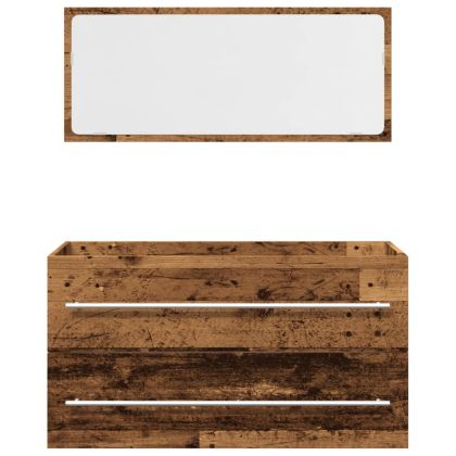 Комплект мебели за баня от 2 части старо дърво инженерно дърво