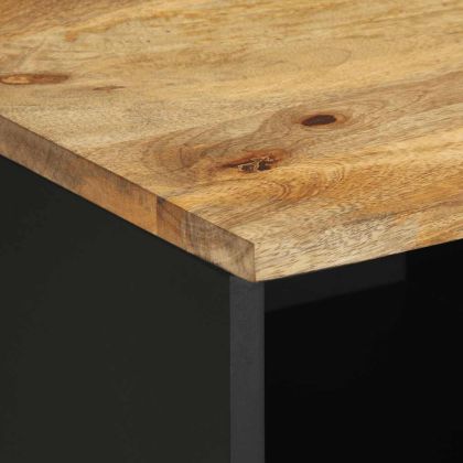 ТВ шкаф, черен, 80x33,5x46 см, грубо мангово дърво масив