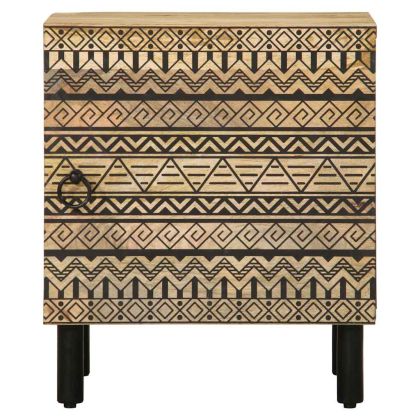 Нощно шкафче, черен, 40x33,5x46 см, грубо мангово дърво масив