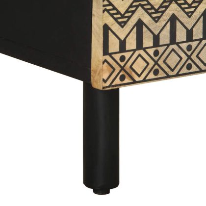 Нощно шкафче, черен, 40x33,5x46 см, грубо мангово дърво масив