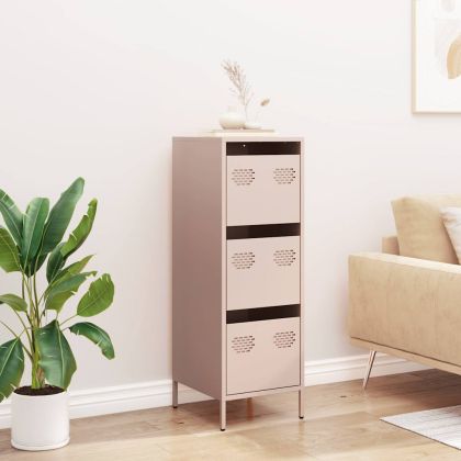 Висок шкаф, розов, 39x35x103,5 см, стомана