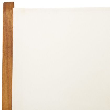 Накланящи градински столове 6 бр кремавобял плат и дърво масив