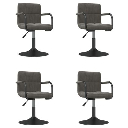 Въртящи трапезни столове, 4 бр, тъмносиви, кадифе