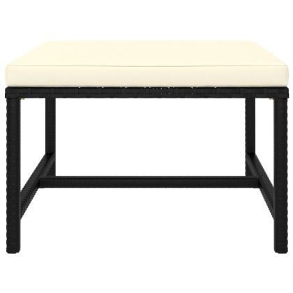 Градински комплект с възглавници, 5 части, черен полиратан