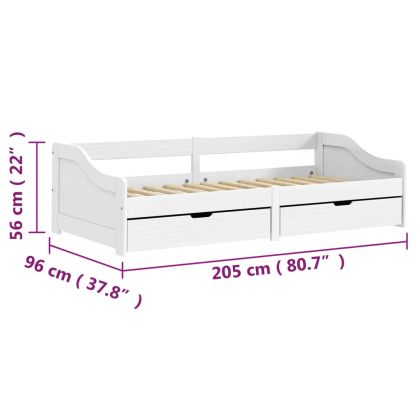 Дневно легло с 2 чекмеджета IRUN бяло 90x200 см бор масив