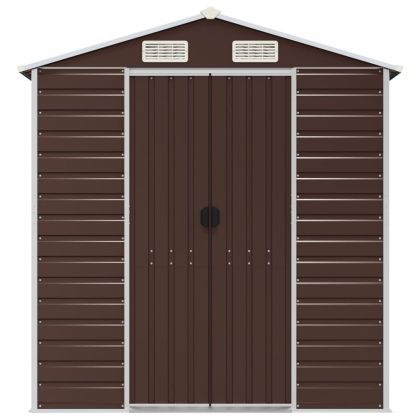 Градинска барака, кафява, 191x385x198 см, поцинкована стомана