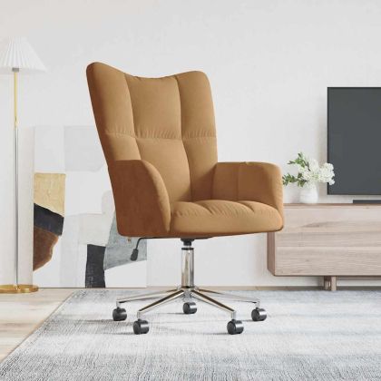 Релакс стол, кафяв, кадифе