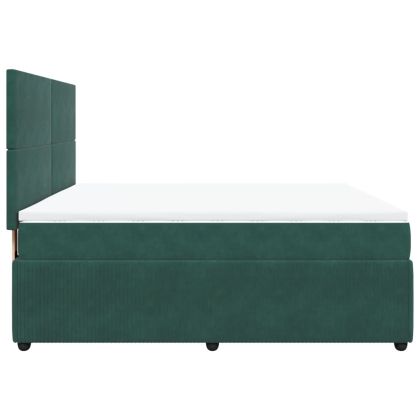 Боксспринг легло с матрак, тъмнозелено, 180x200 см, кадифе
