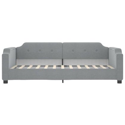 Канапе с изтеглящо разтегателно легло светлосив 100x200 см плат