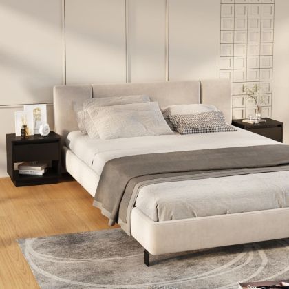 Нощни шкафчета, 2 бр, черни, 45x34x44 см, инженерно дърво