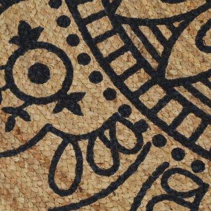 Ръчно тъкан килим от юта, тъмносин принт, 120 см