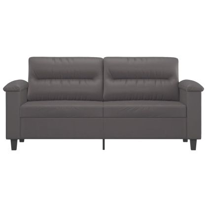 2-местен диван, сив, 140 см, изкуствена кожа