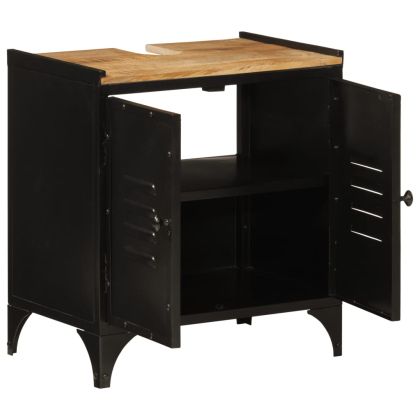 Шкаф за баня за мивка 55x35x60 см масивно мангово дърво