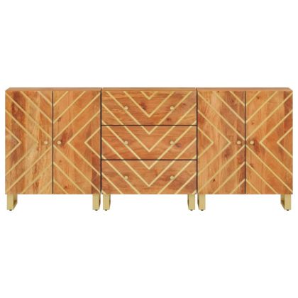 Странични шкафове 3 бр кафяво и черно 60x33,5x75 см манго масив